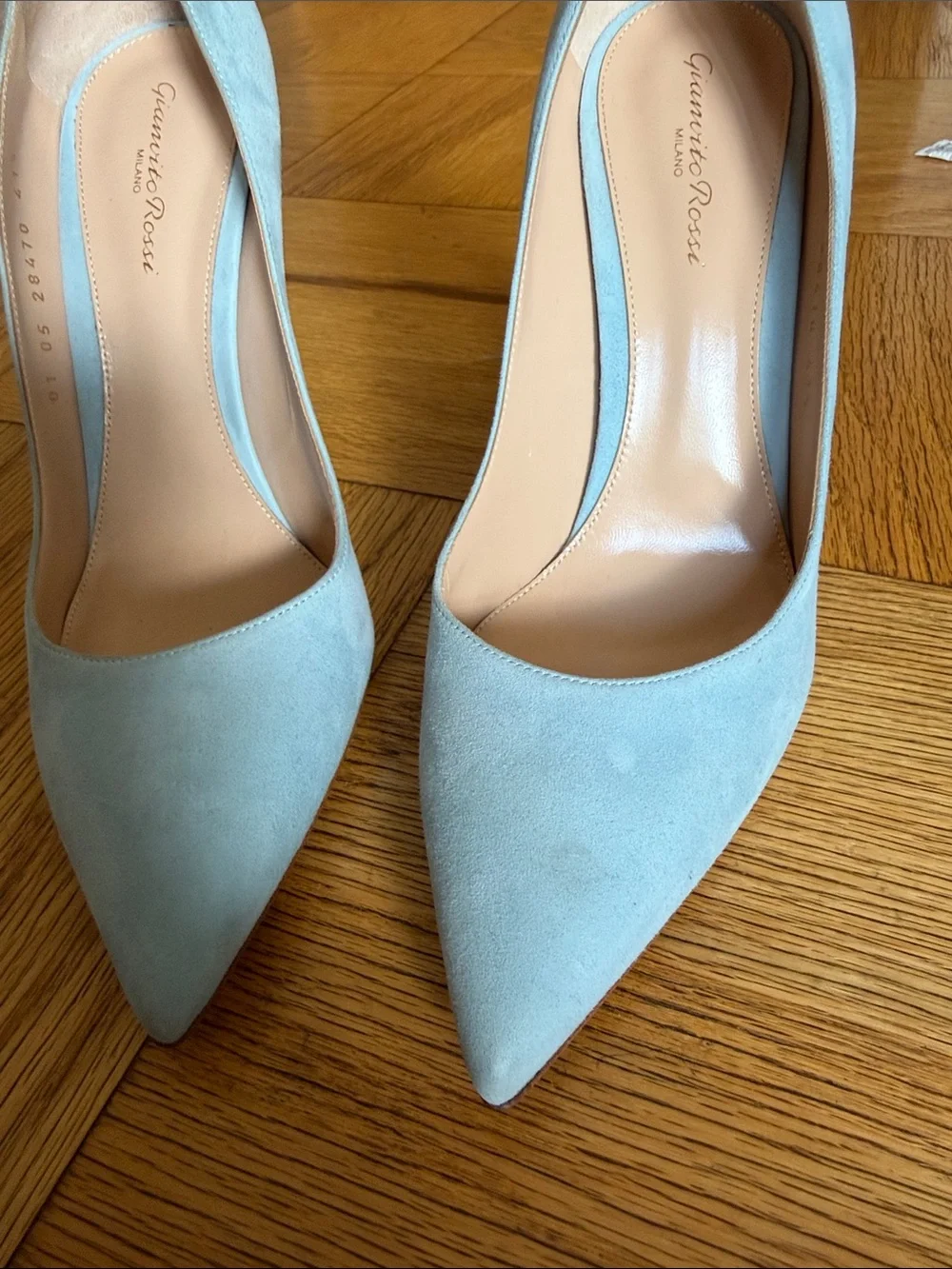 Gianvito Rossi Blue Suede Heels